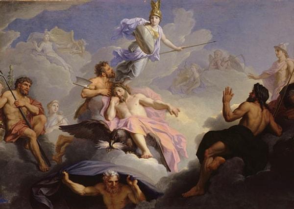Athena doğuyor... Hamile karısı Metis'i yutan Zeus, kafasında büyümeye devam edecek Tanrıça Athena'yı hesaba katamaz ve doğum sancıları arttığında soluğu Hephaistos'un yanında alır.