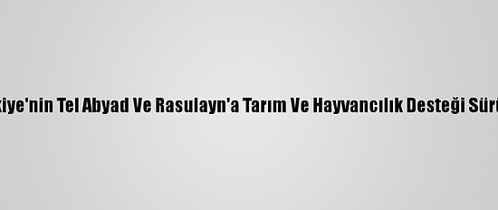 Türkiye'nin Tel Abyad Ve Rasulayn'a Tarım Ve Hayvancılık Desteği Sürüyor
