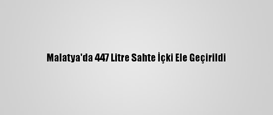 Malatya'da 447 Litre Sahte İçki Ele Geçirildi