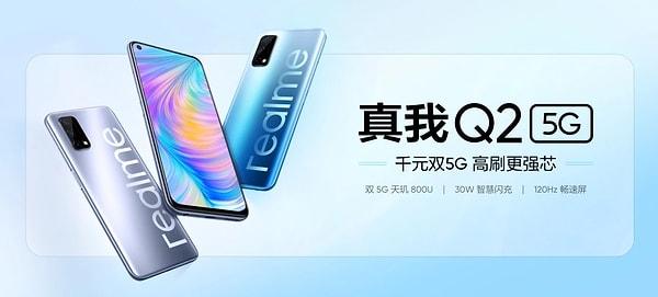 Çinli teknoloji şirketi Realme, düzenlediği bir etkinlikte yeni 5G uyumlu akıllı telefonları Q2 ve Q2 Pro'yu duyurdu