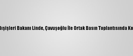 İsveç Dışişleri Bakanı Linde, Çavuşoğlu İle Ortak Basın Toplantısında Konuştu: