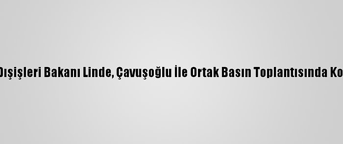 İsveç Dışişleri Bakanı Linde, Çavuşoğlu İle Ortak Basın Toplantısında Konuştu: