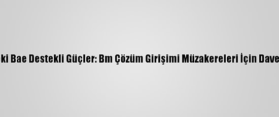Yemen'deki Bae Destekli Güçler: Bm Çözüm Girişimi Müzakereleri İçin Davet Almadık
