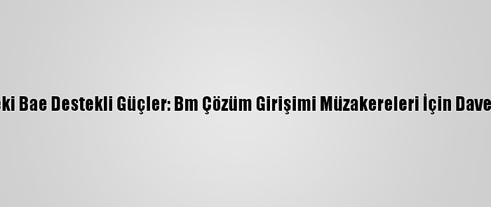 Yemen'deki Bae Destekli Güçler: Bm Çözüm Girişimi Müzakereleri İçin Davet Almadık