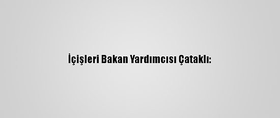 İçişleri Bakan Yardımcısı Çataklı: