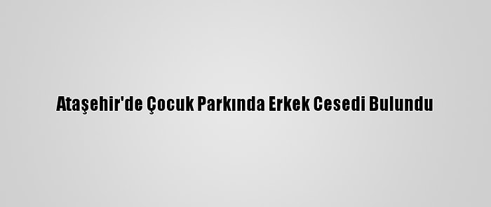 Ataşehir'de Çocuk Parkında Erkek Cesedi Bulundu