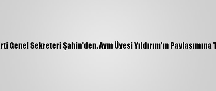 Ak Parti Genel Sekreteri Şahin'den, Aym Üyesi Yıldırım'ın Paylaşımına Tepki: