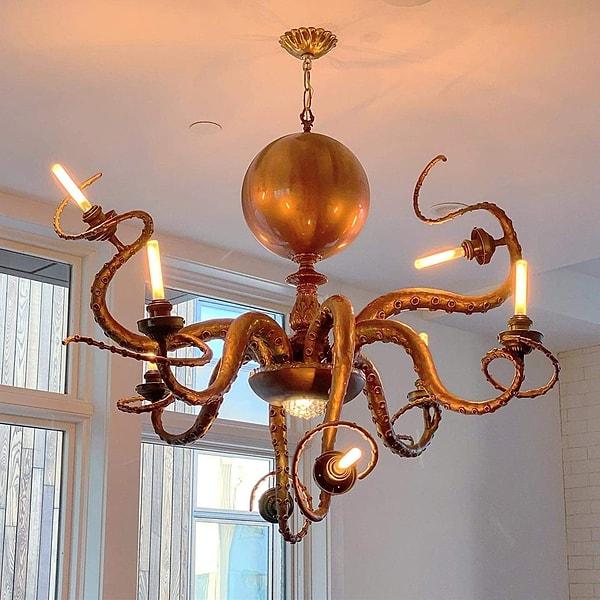 6. "Arkadaşım yaptığı ve bugün astığı bu harika ahtapot şeklindeki lamba!"