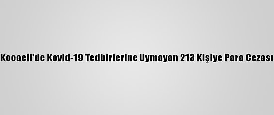 Kocaeli'de Kovid-19 Tedbirlerine Uymayan 213 Kişiye Para Cezası