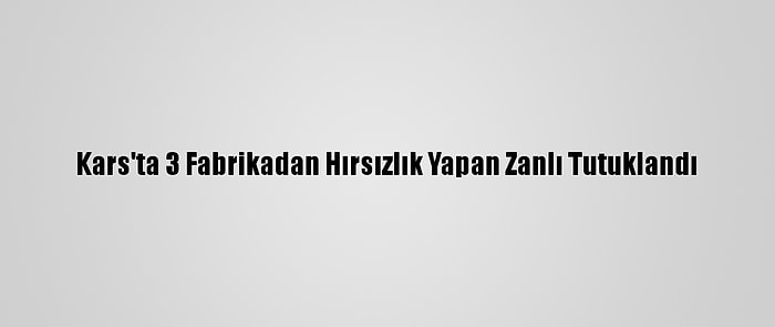 Kars'ta 3 Fabrikadan Hırsızlık Yapan Zanlı Tutuklandı