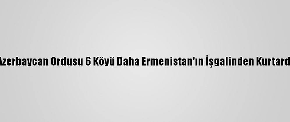 Azerbaycan Ordusu 6 Köyü Daha Ermenistan'ın İşgalinden Kurtardı