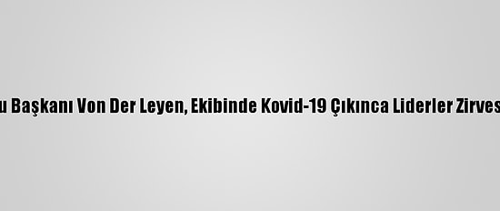 AB Komisyonu Başkanı Von Der Leyen, Ekibinde Kovid-19 Çıkınca Liderler Zirvesinden Ayrıldı