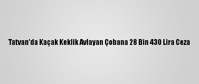 Tatvan'da Kaçak Keklik Avlayan Çobana 28 Bin 430 Lira Ceza