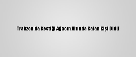 Trabzon'da Kestiği Ağacın Altında Kalan Kişi Öldü