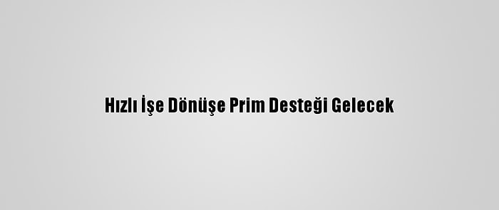 Hızlı İşe Dönüşe Prim Desteği Gelecek