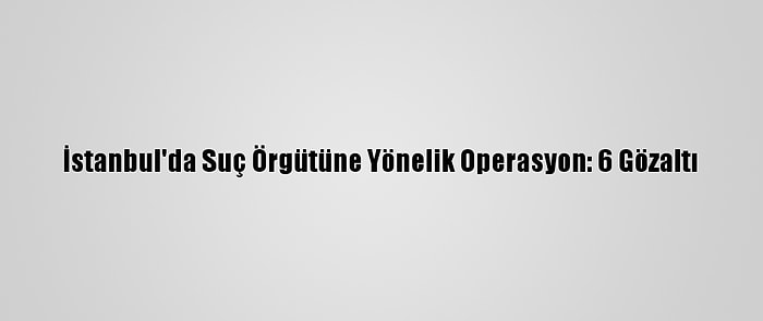 İstanbul'da Suç Örgütüne Yönelik Operasyon: 6 Gözaltı