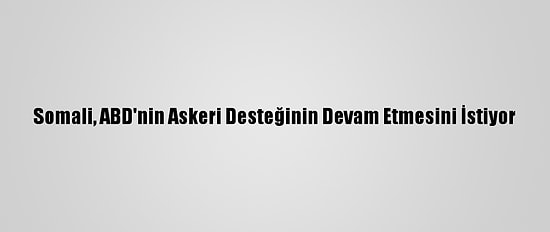 Somali, ABD'nin Askeri Desteğinin Devam Etmesini İstiyor