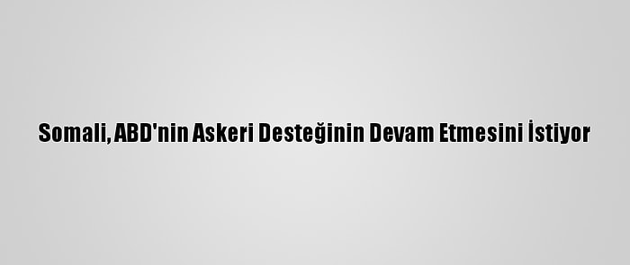 Somali, ABD'nin Askeri Desteğinin Devam Etmesini İstiyor