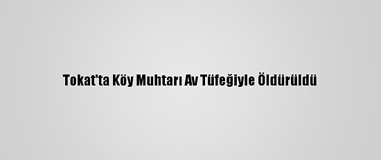 Tokat'ta Köy Muhtarı Av Tüfeğiyle Öldürüldü