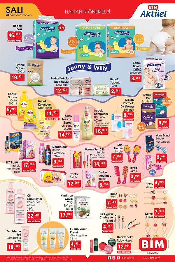 Çocuk ve bebek ürünlerinin olduğu bir katalog.