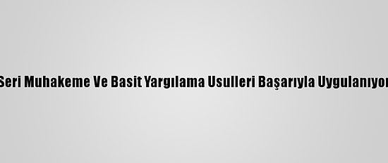 Seri Muhakeme Ve Basit Yargılama Usulleri Başarıyla Uygulanıyor