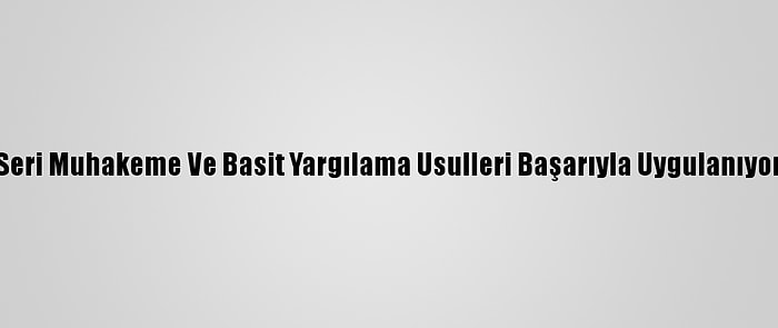 Seri Muhakeme Ve Basit Yargılama Usulleri Başarıyla Uygulanıyor