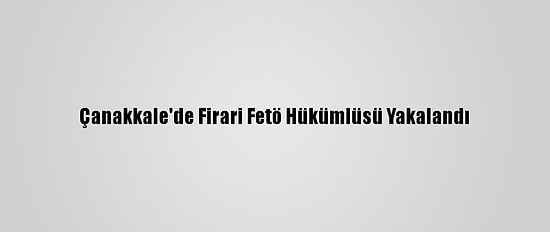 Çanakkale'de Firari Fetö Hükümlüsü Yakalandı