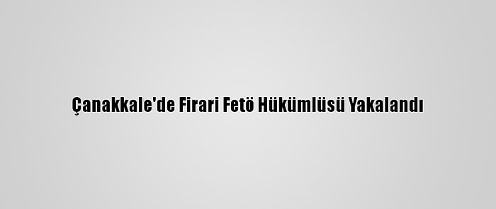 Çanakkale'de Firari Fetö Hükümlüsü Yakalandı