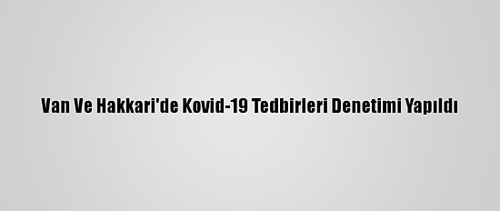 Van Ve Hakkari'de Kovid-19 Tedbirleri Denetimi Yapıldı