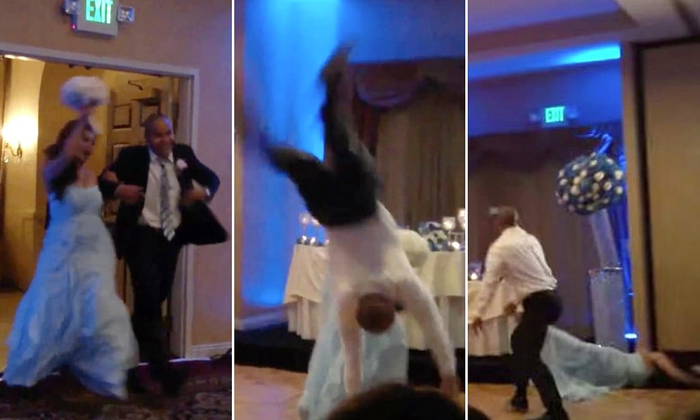 Daha İyi Bir Düğün Salonuna Giriş Yok! Düğünün İlk Dansını Yapmak İçin Havada Takla Atan Damat, Gelinin Amel Defterini Kapadı