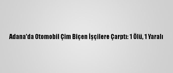 Adana'da Otomobil Çim Biçen İşçilere Çarptı: 1 Ölü, 1 Yaralı