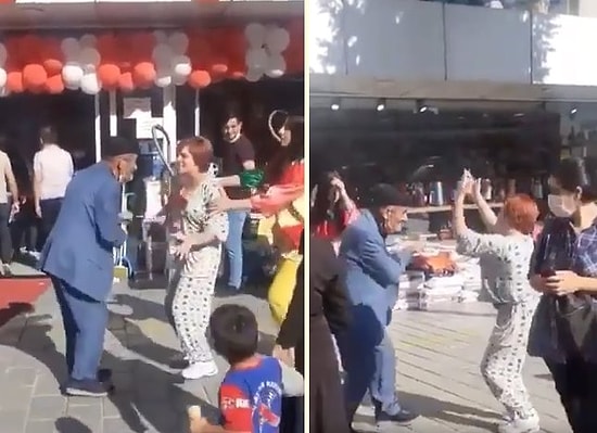 Açılış Yapan Mağazanın Önünde Dans Ederek Müşteri Çekmeye Çalışan Kadınlarla Dans Etmeye Çalışan 70'lik Dede