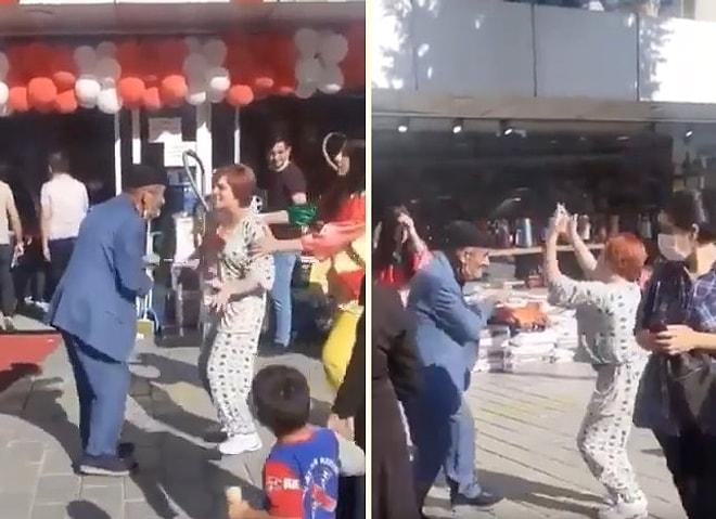 Açılış Yapan Mağazanın Önünde Dans Ederek Müşteri Çekmeye Çalışan Kadınlarla Dans Etmeye Çalışan 70'lik Dede