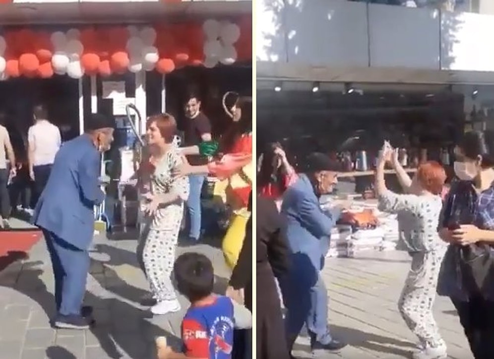 Açılış Yapan Mağazanın Önünde Dans Ederek Müşteri Çekmeye Çalışan Kadınlarla Dans Etmeye Çalışan 70'lik Dede