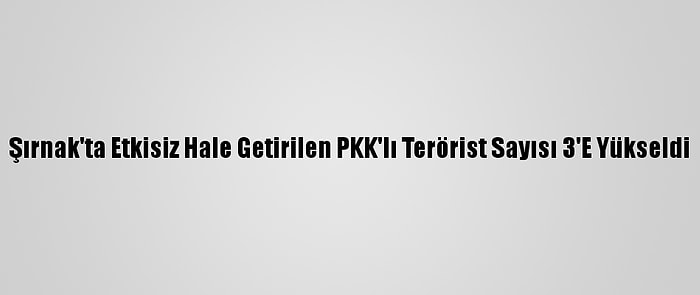 Şırnak'ta Etkisiz Hale Getirilen PKK'lı Terörist Sayısı 3'E Yükseldi