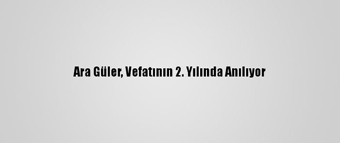 Ara Güler, Vefatının 2. Yılında Anılıyor