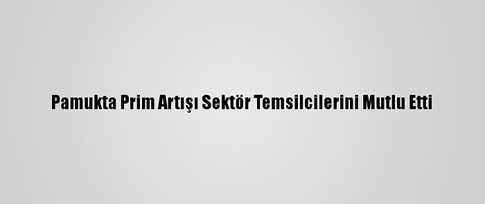 Pamukta Prim Artışı Sektör Temsilcilerini Mutlu Etti