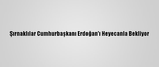 Şırnaklılar Cumhurbaşkanı Erdoğan'ı Heyecanla Bekliyor