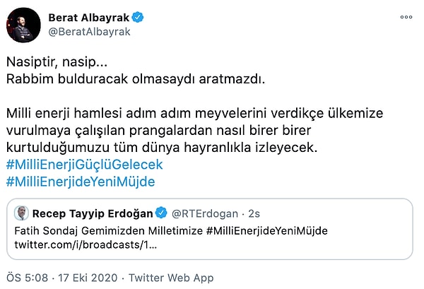 Albayrak'ın paylaşımı şu şekilde 📌