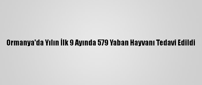 Ormanya'da Yılın İlk 9 Ayında 579 Yaban Hayvanı Tedavi Edildi