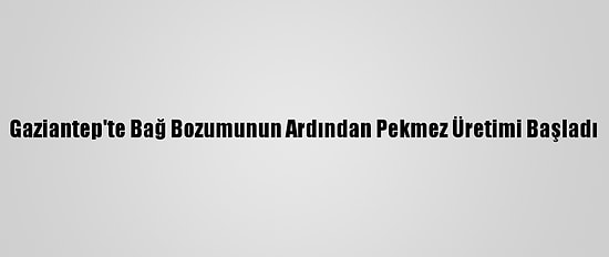 Gaziantep'te Bağ Bozumunun Ardından Pekmez Üretimi Başladı