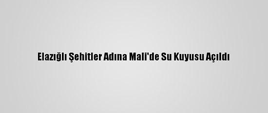 Elazığlı Şehitler Adına Mali'de Su Kuyusu Açıldı