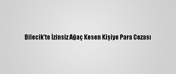 Bilecik'te İzinsiz Ağaç Kesen Kişiye Para Cezası