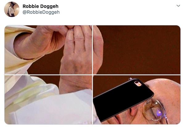 Geçtiğimiz günlerde Papa Francis'in gözleri kapalı bir şekilde havaya ellerini kaldırdığı fotoğraf Twitter kullanıcılarının ilgisini çekince olanlar oldu!