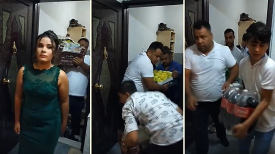 Kız İstemeye Giderken Kasa Kasa Elma ile Paket Paket İçecek Getiren Erkek Tarafı