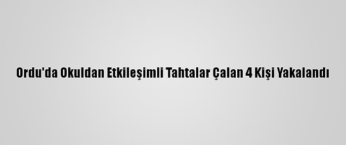 Ordu'da Okuldan Etkileşimli Tahtalar Çalan 4 Kişi Yakalandı