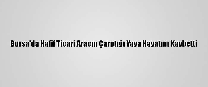 Bursa'da Hafif Ticari Aracın Çarptığı Yaya Hayatını Kaybetti