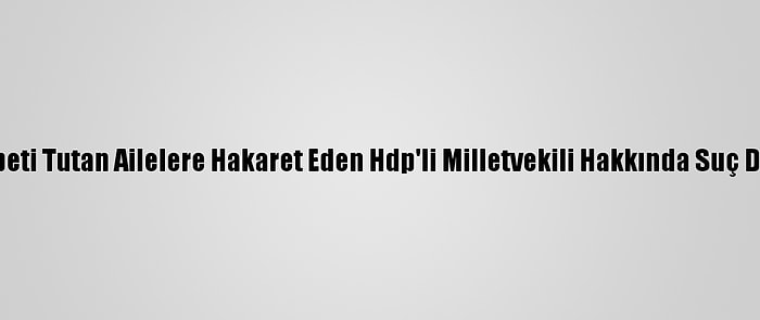 Evlat Nöbeti Tutan Ailelere Hakaret Eden Hdp'li Milletvekili Hakkında Suç Duyurusu