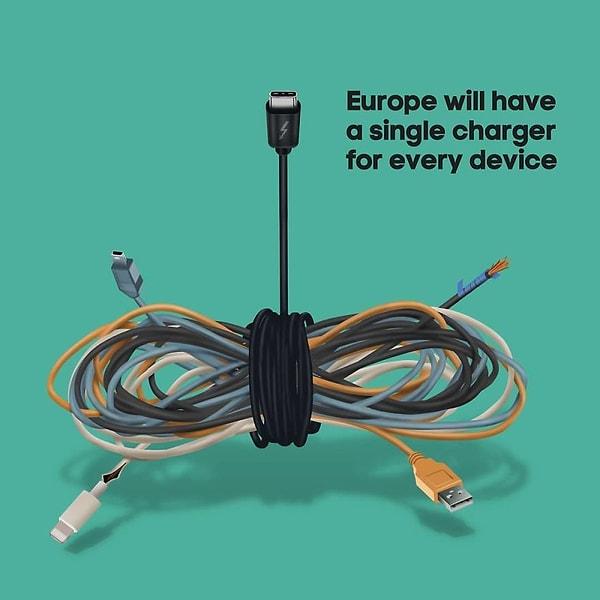 3. "Avrupa'da artık her cihaza uyan tek bir şarj cihazı olacak."