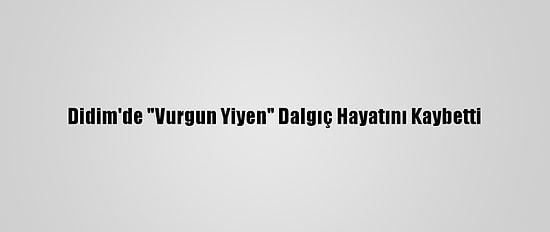 Didim'de "Vurgun Yiyen" Dalgıç Hayatını Kaybetti